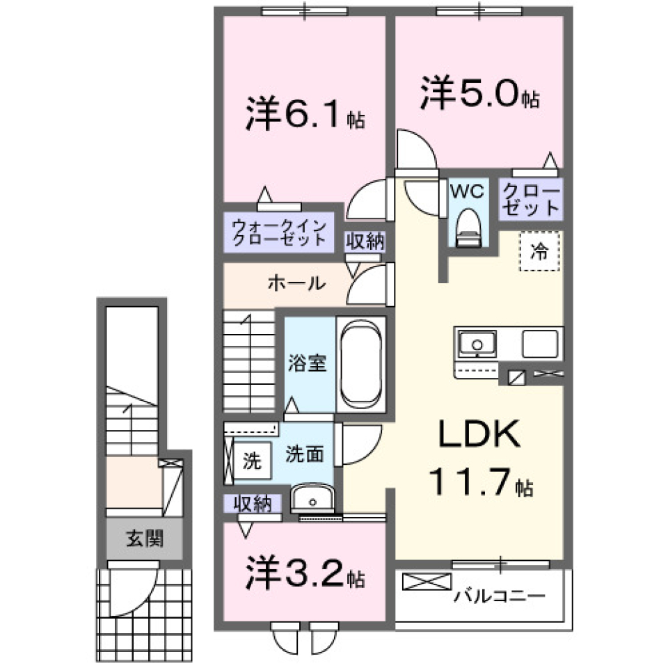 クリアネス・Ｋ 202号室［新築］の間取り図