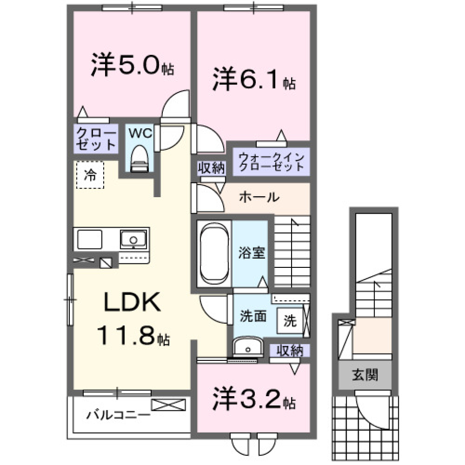 クリアネス・Ｋ　201号室［新築］の間取り図