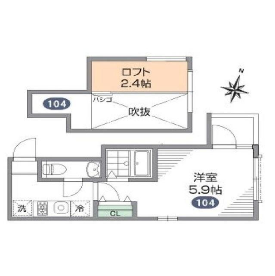 グランエッグス三軒茶屋N 104号室の間取り図