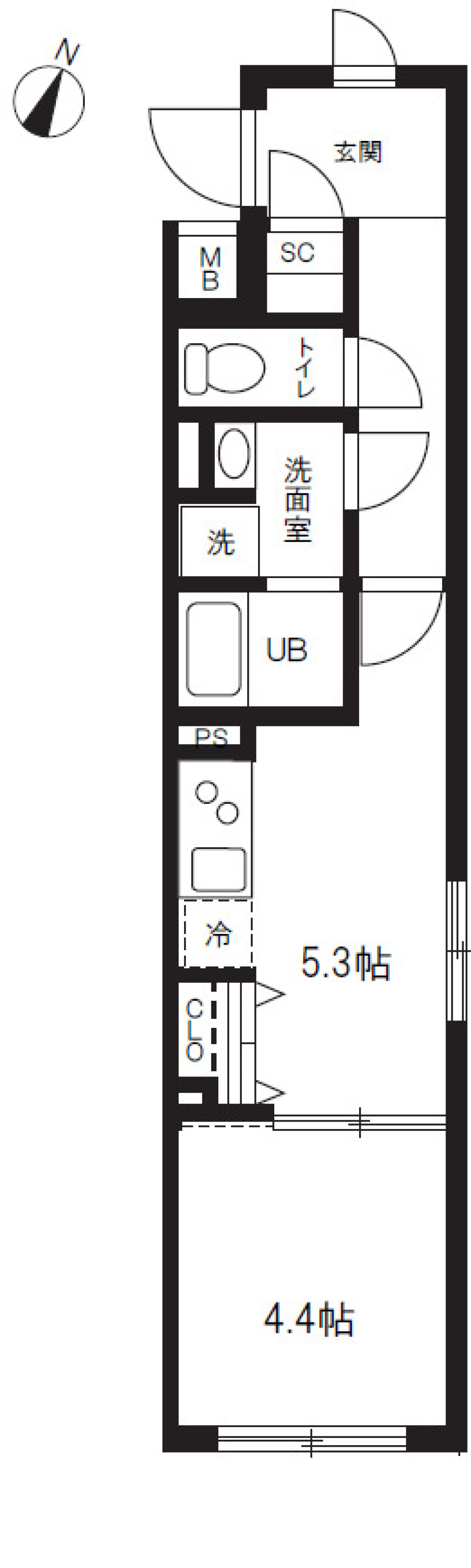 エルファーロ中野富士見町 0101号室［ペット可］の間取り図