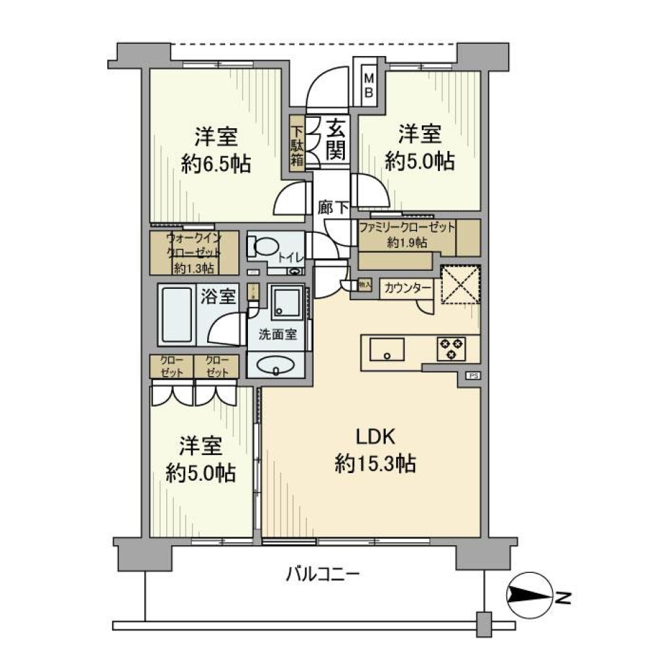 ルネ世田谷千歳台ＡＹＵＭＩＥ　310号室の間取り図