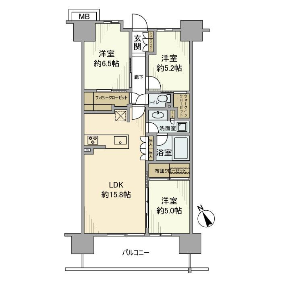 海老名ザ・レジデンス　1216号室の間取り図