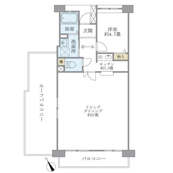 二面にバルコニーがあるお部屋です。