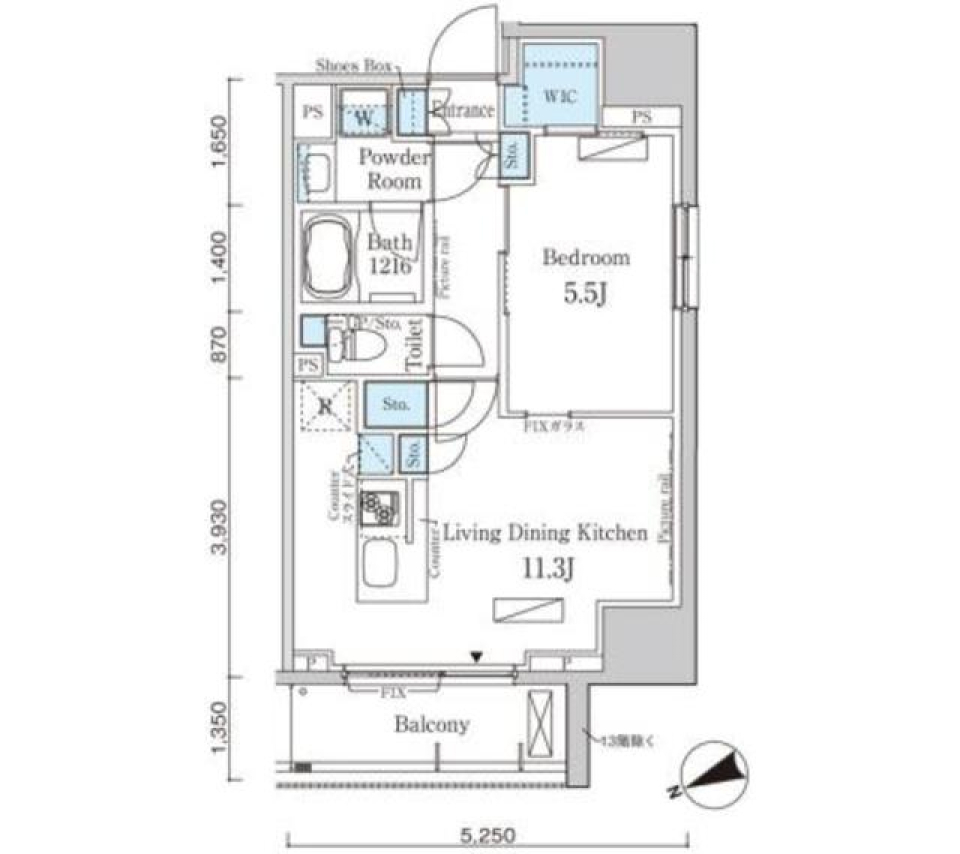 パークアクシス浅草・蔵前　901号室［ペット可］の間取り図