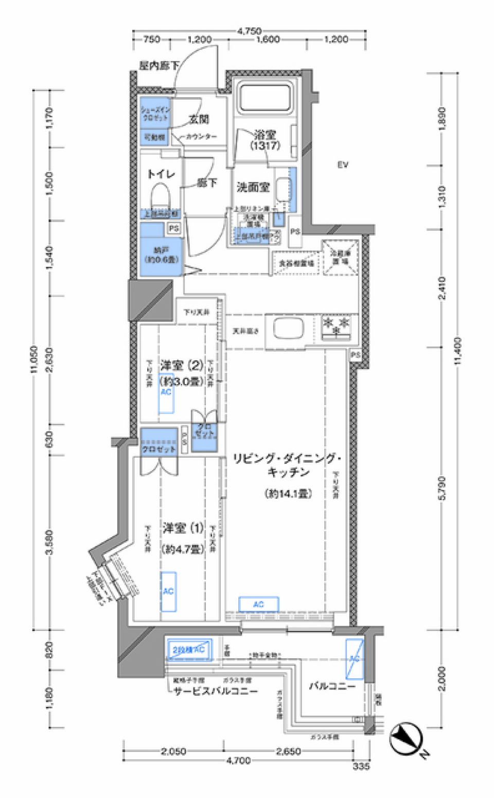 ラティエラ横濱大通り公園　309号室の間取り図