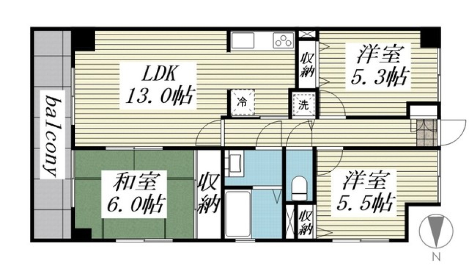 藤と緑と光［ペット可］の間取り図