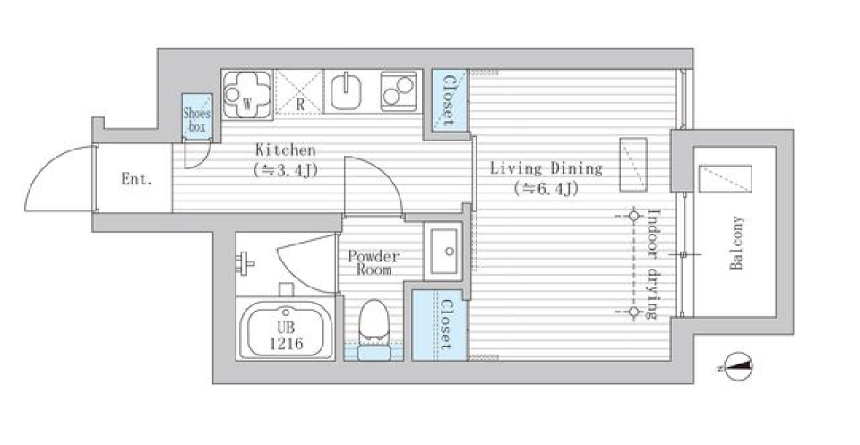 ＬＡ　ＲＥＩＮＡ　ＩＣＨＩＧＡＹＡ　ＫＡＧＡＣＨＯ　304号室の間取り図