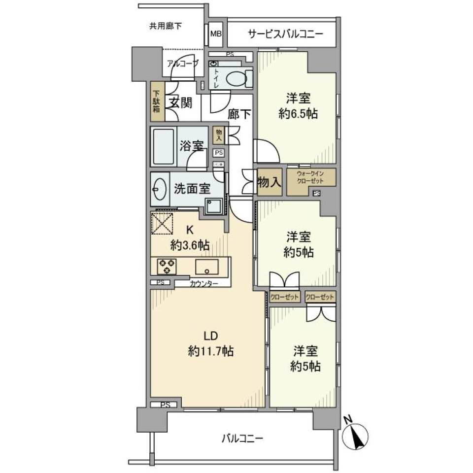 ドレッセあざみ野セリーズ　505号室の間取り図