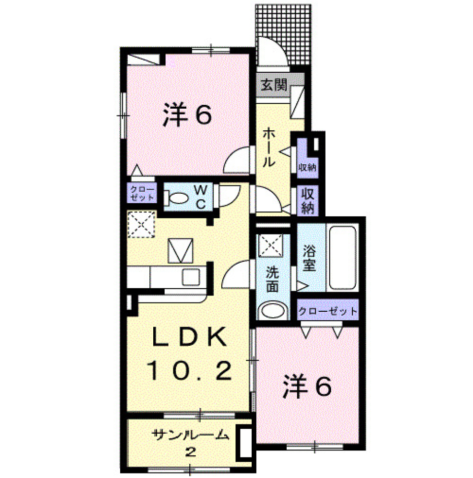 カトルフィユ　102号室の間取り図