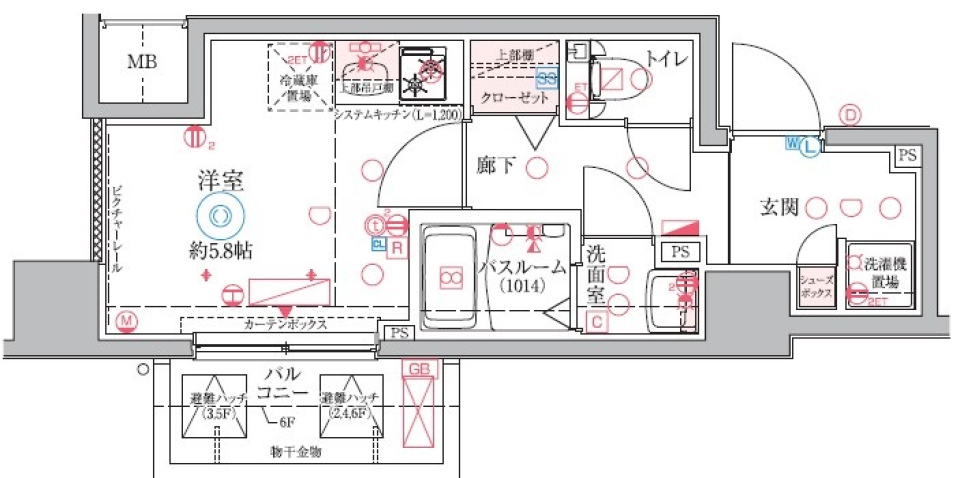 クレヴィスタ大井町　507号室の間取り図