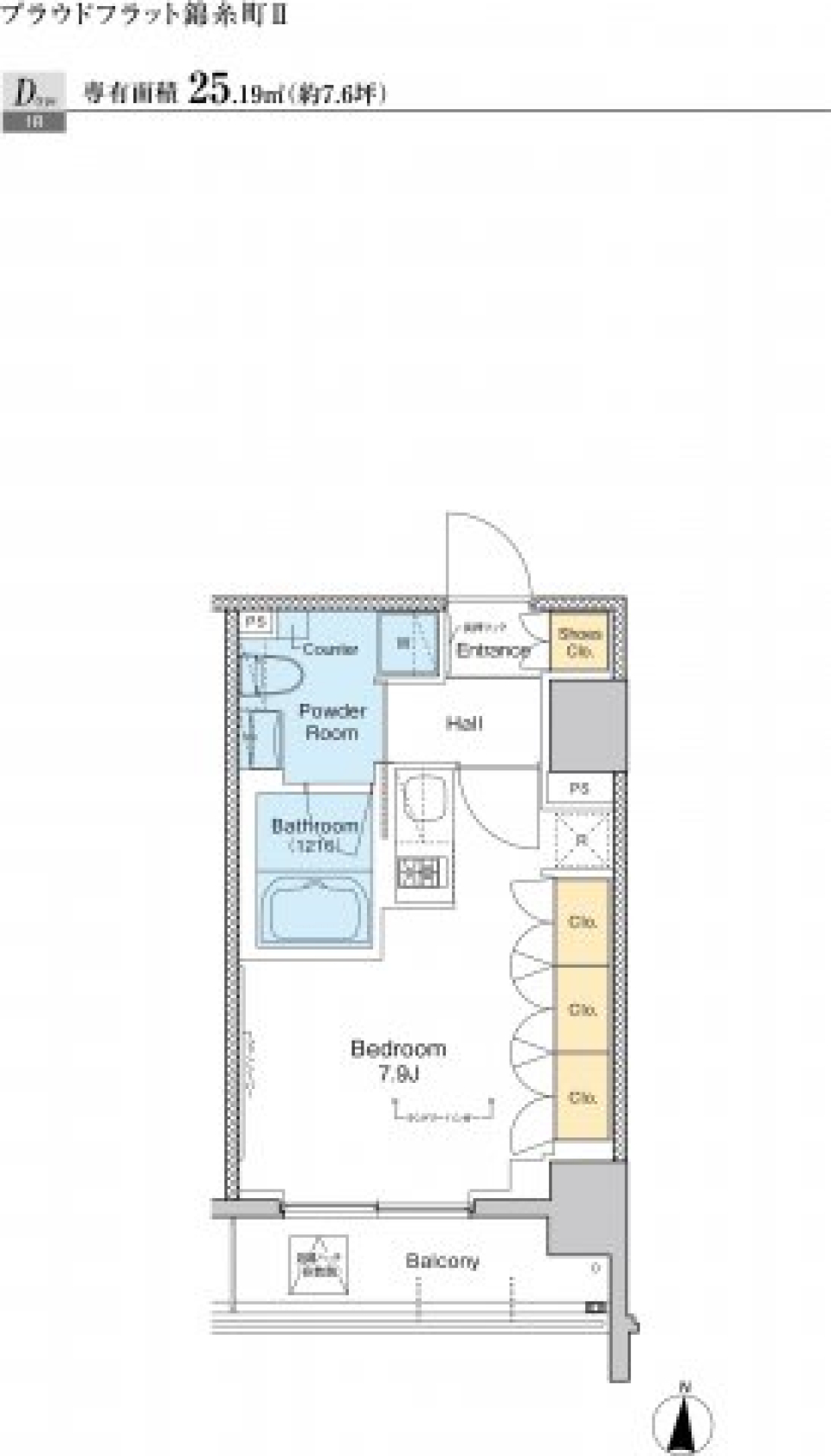 プラウドフラット錦糸町Ⅱ　206号室［ペット可］の間取り図