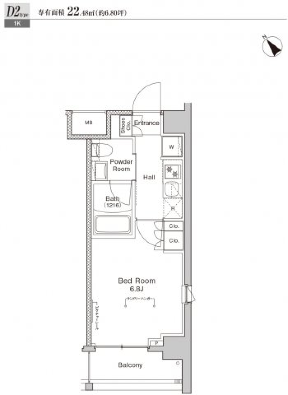 プラウドフラット戸越公園 213号室［ペット可］の間取り図