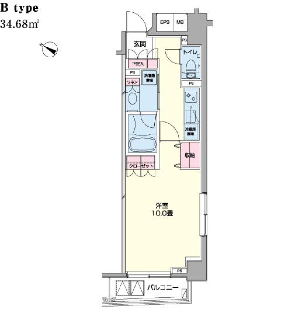 プライムアーバン日本橋浜町　202号室［ペット可］の間取り図