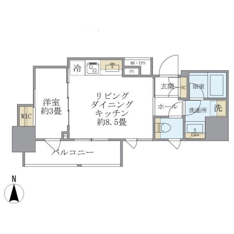 サンウッドフラッツ神田神保町　503号室の間取り図