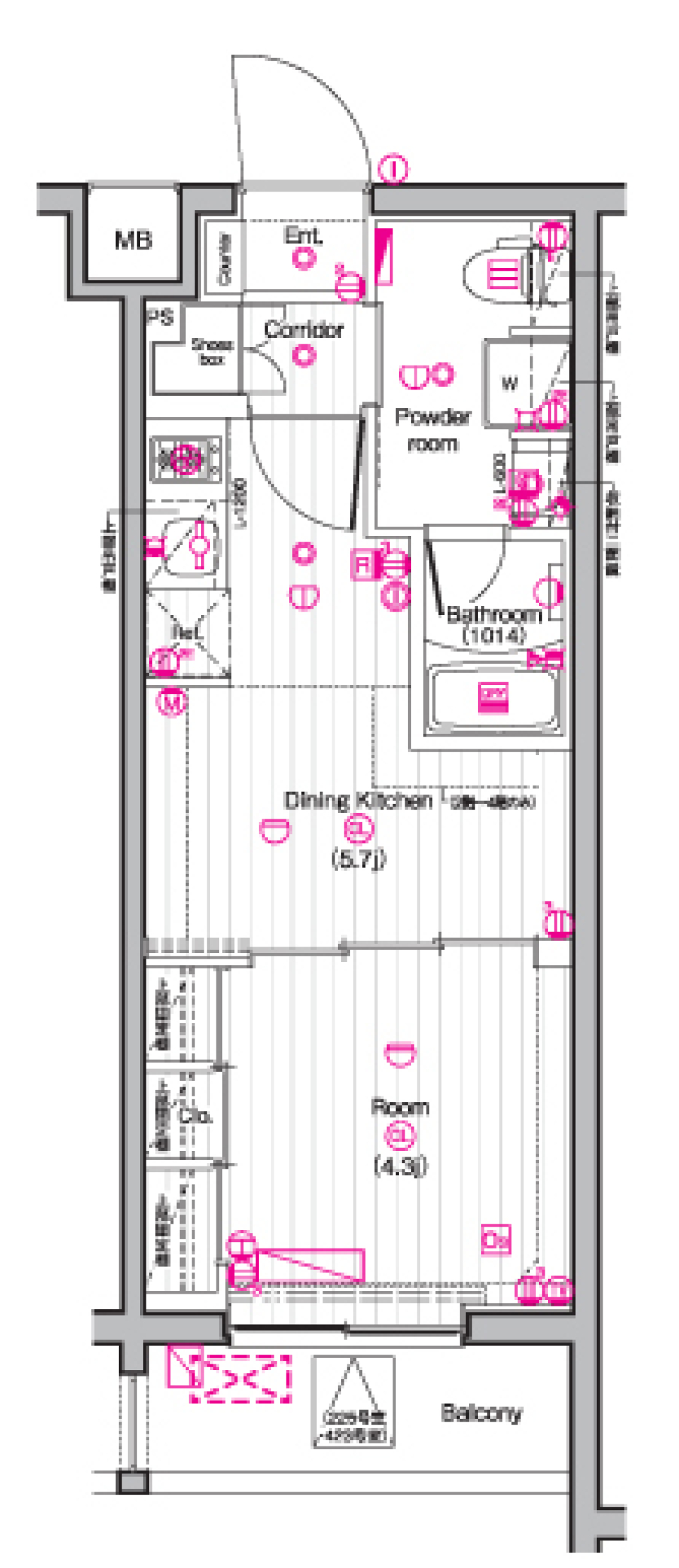 THE PREMIUM CUBE G 東中野　521号室［ペット可］の間取り図