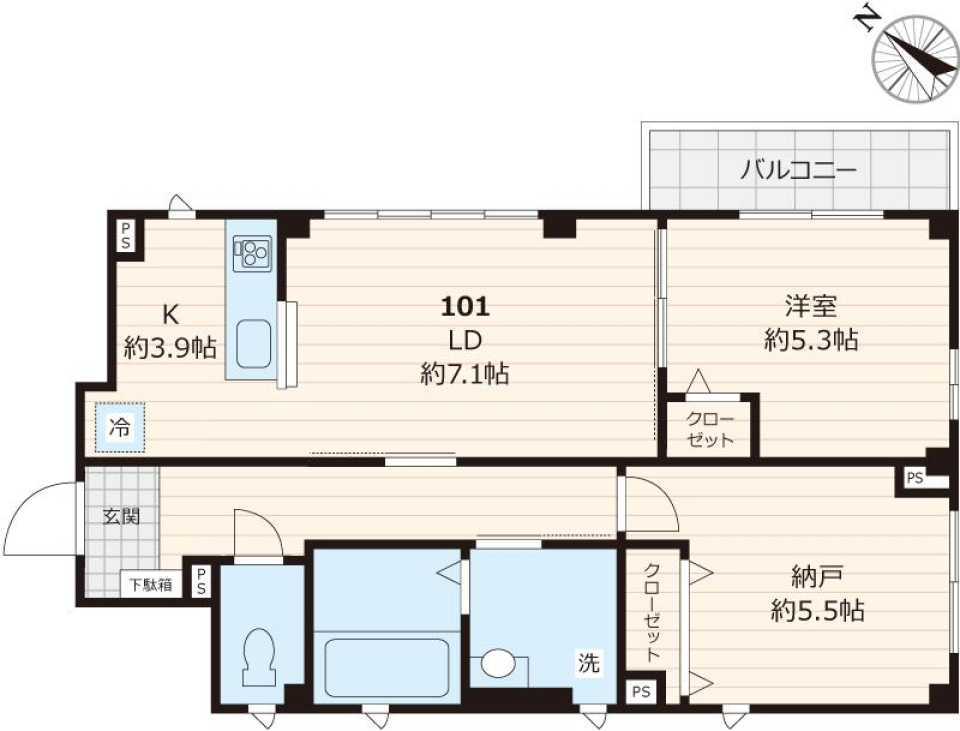 サンセベリア　101号室の間取り図