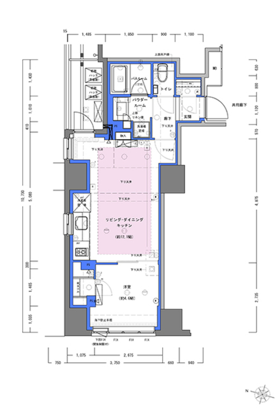 ディームス大手町ノース　1101号室の間取り図