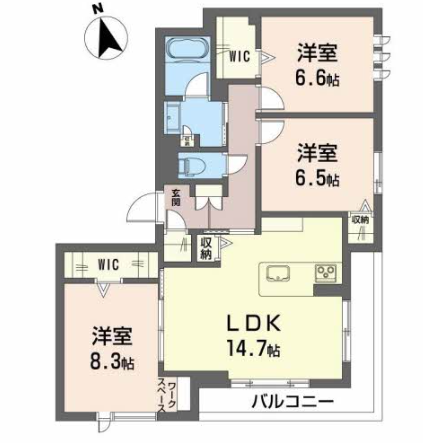 L字バルコニーが特徴的な、ゆったり３LDK