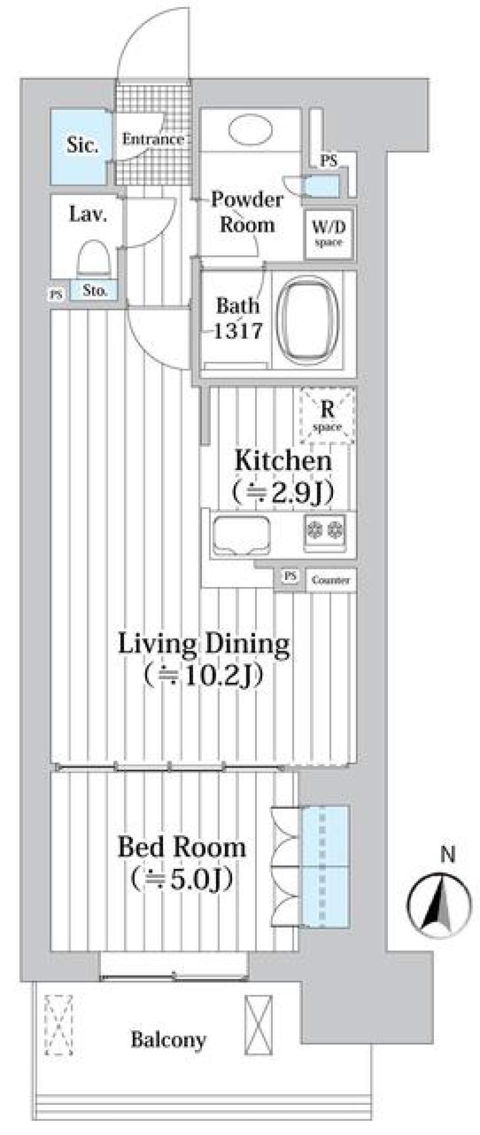 アビティグランデ砧　（Ｂ棟）　404号室の間取り図