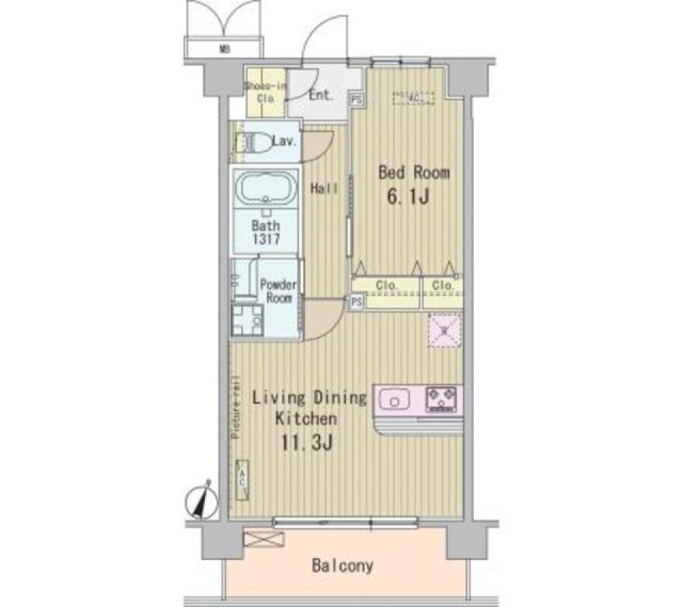 ＨＩＧＡＳＨＩＫＯＭＡＴＳＵＧＡＷＡ　ＡＰＡＲＴＭＥＮＴ　504号室の間取り図