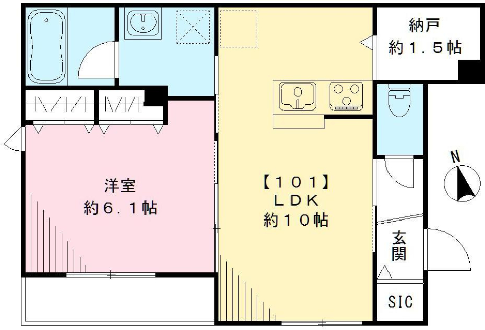 ラクティー　101号室の間取り図