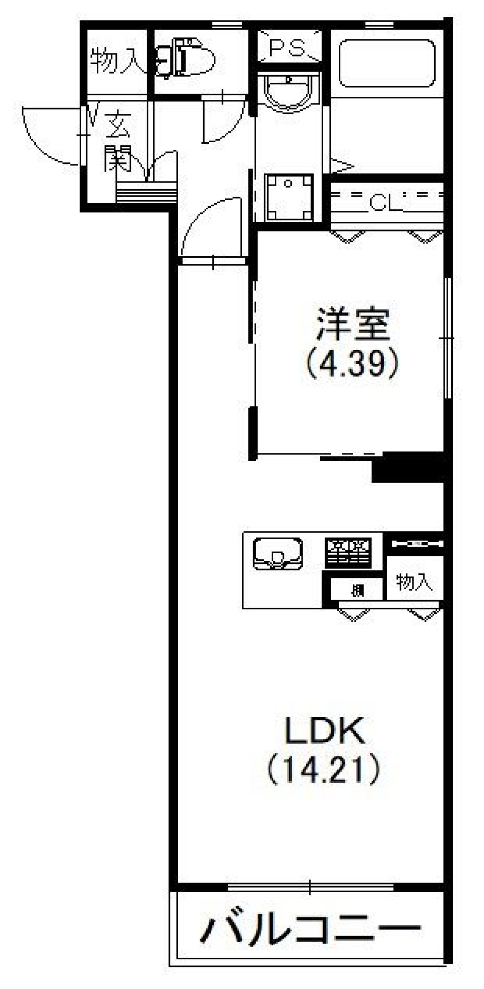 優しい光が差し込む窓の間取り図