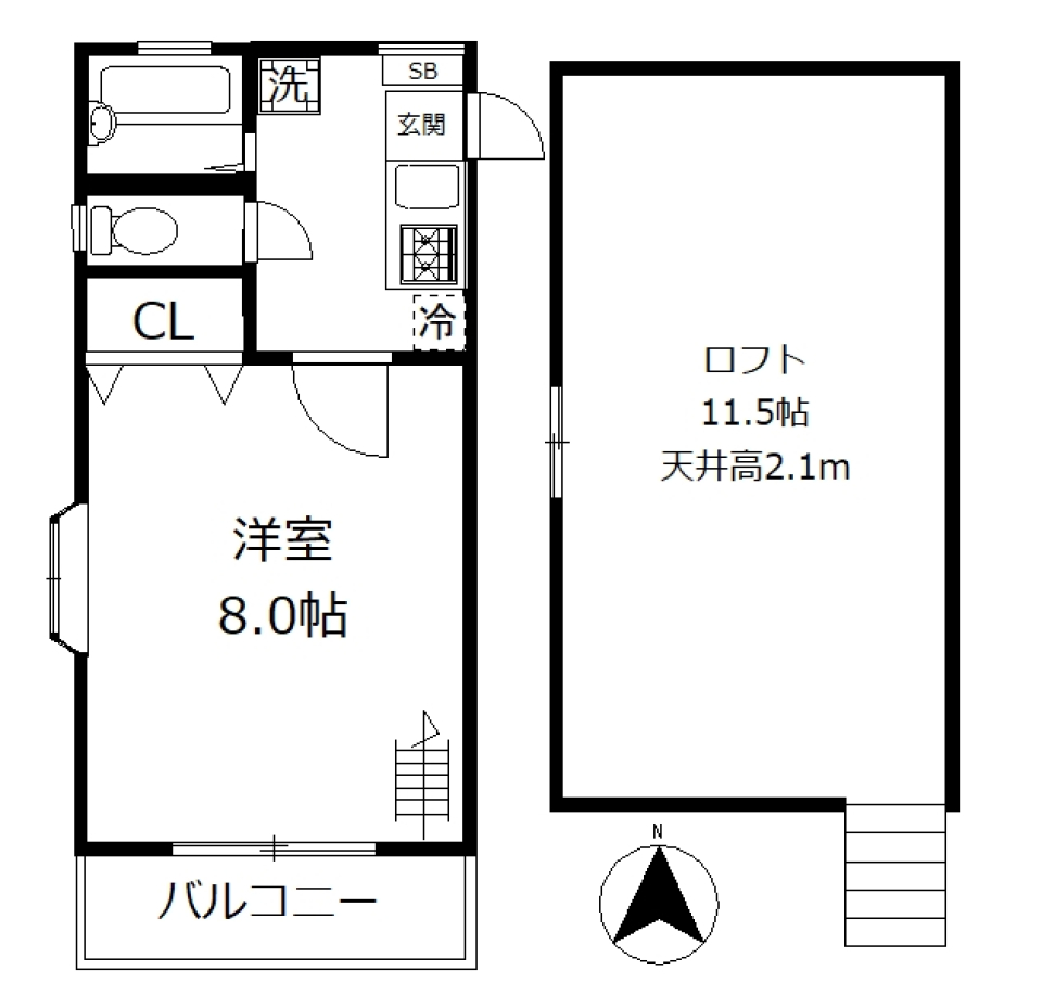 ウェルハイム　202号室の間取り図