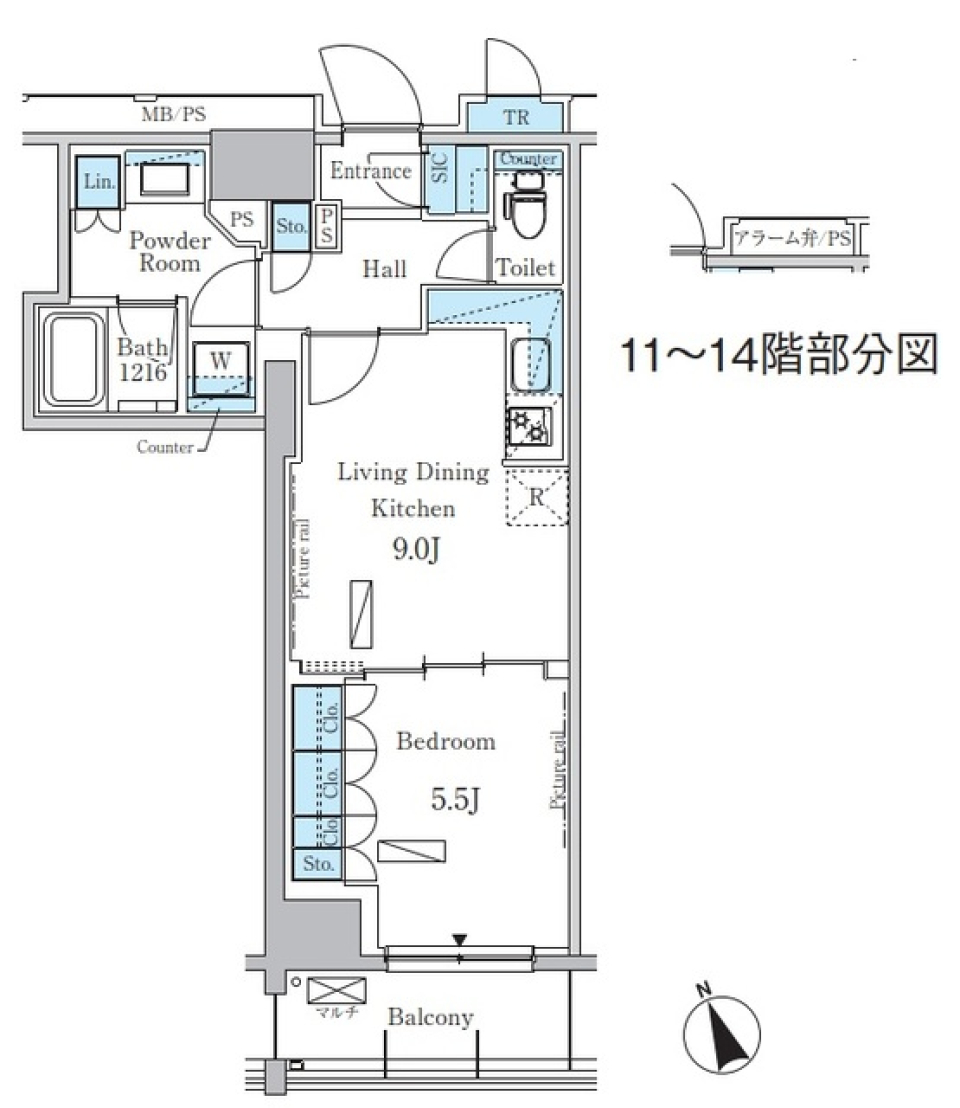 パークアクシス浅草レジデンス 908号室［ペット可］の間取り図