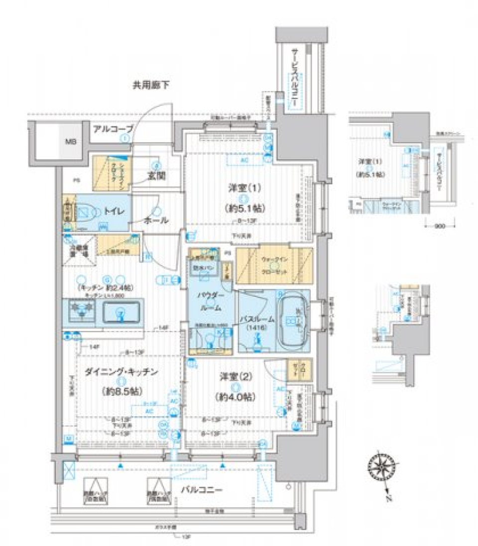 ディームス品川南大井 1408号室の間取り図