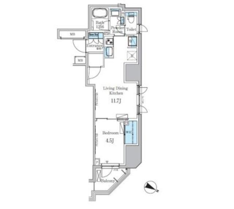 パークアクシス小伝馬町　1104号室［ペット可］の間取り図