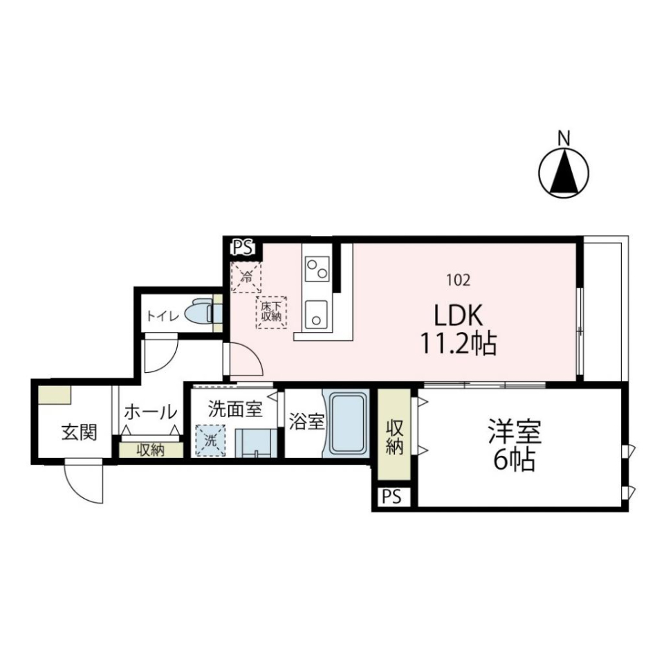 一硯荘 102号室［新築］の間取り図