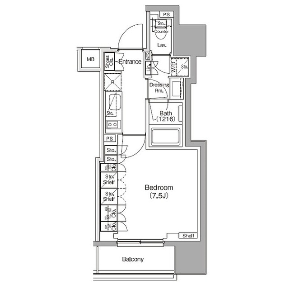 ザ・パークハビオ新御徒町　908号室［ペット可］の間取り図