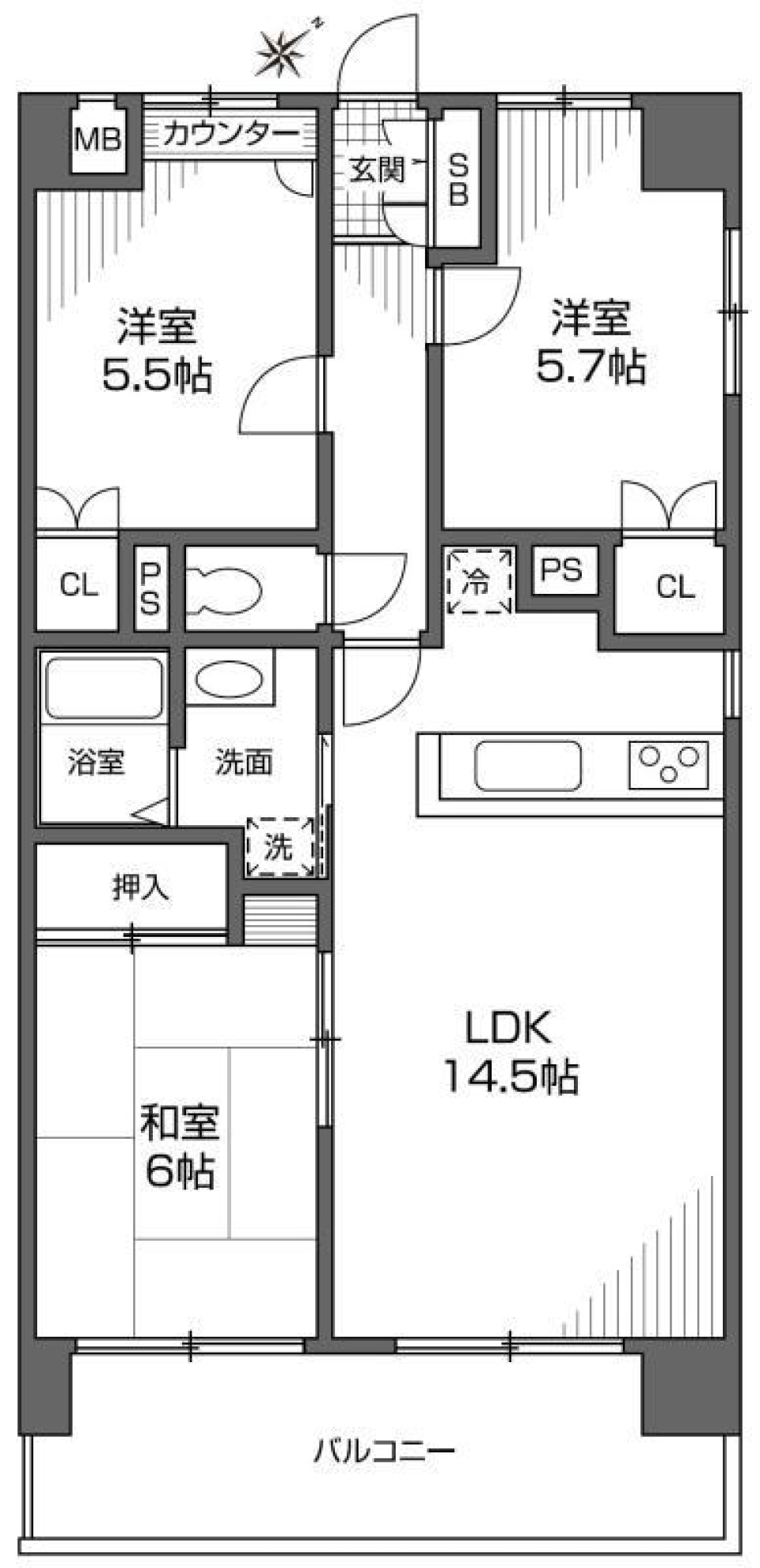 グランディフォーラ　107号室の間取り図