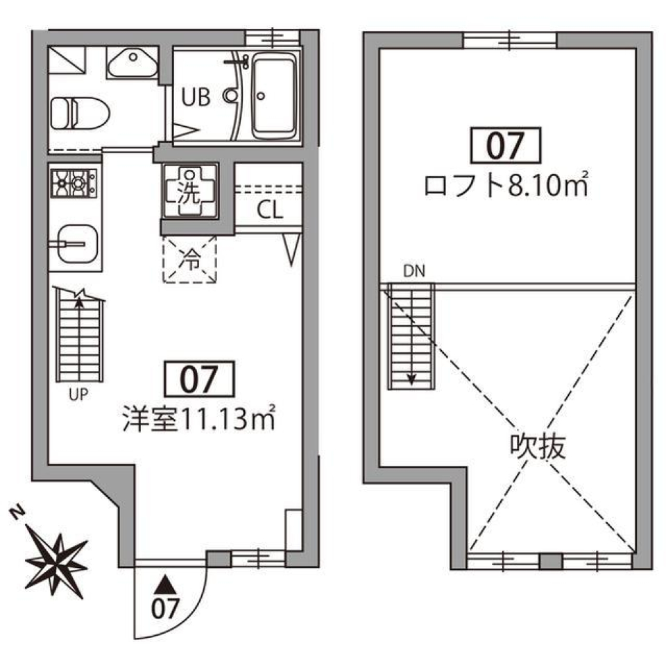 グランエッグス池尻大橋 07号室の間取り図