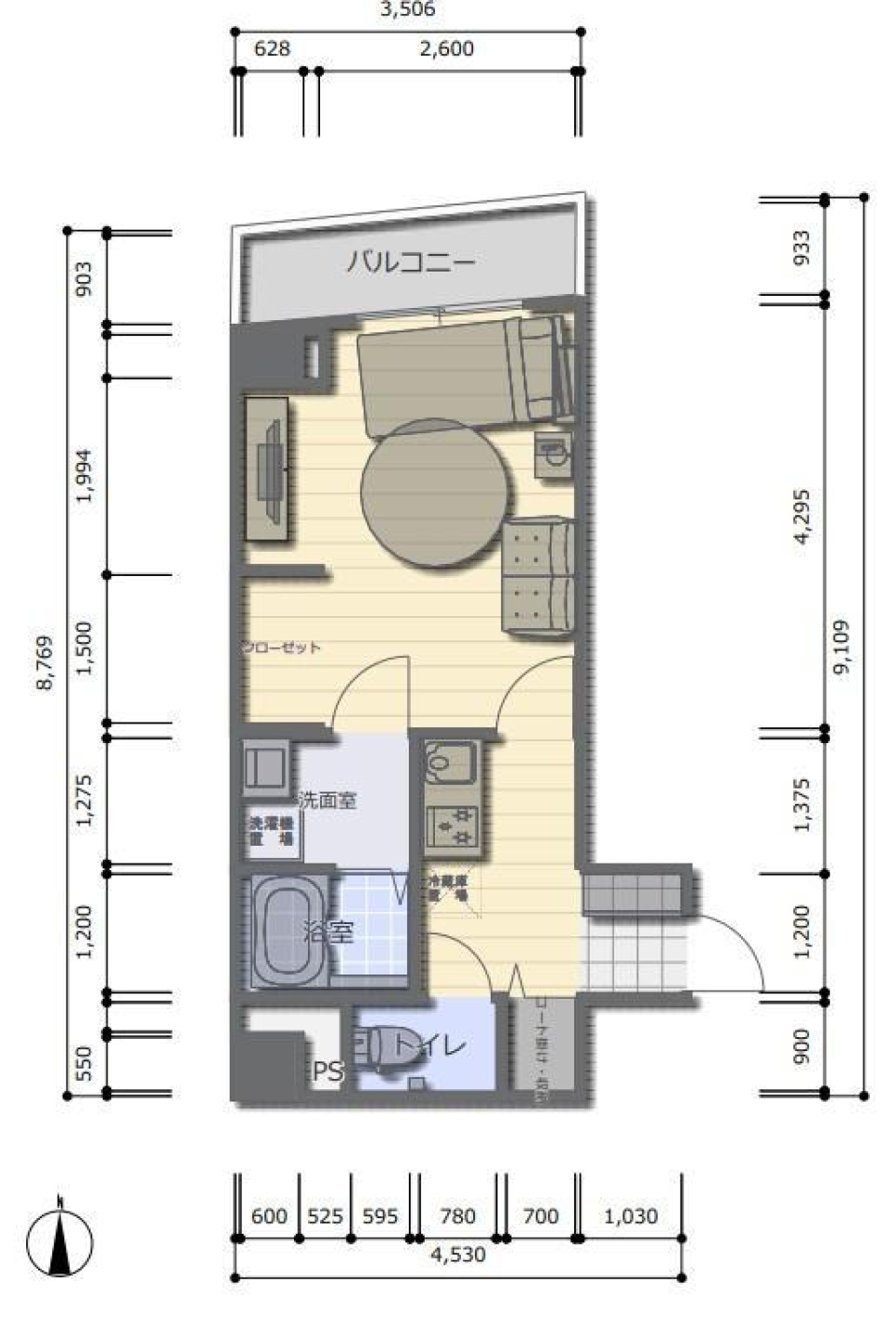 NEO ROOMELIA 601号室の間取り図