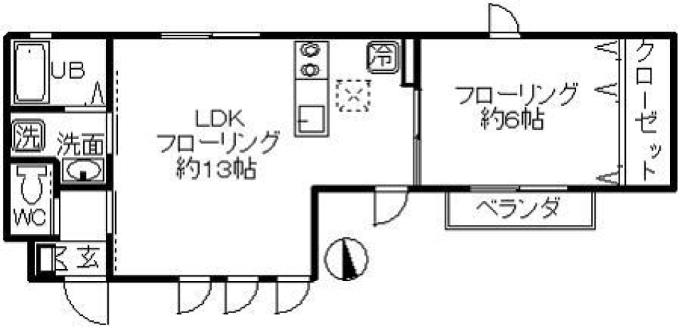 L court　102号室の間取り図