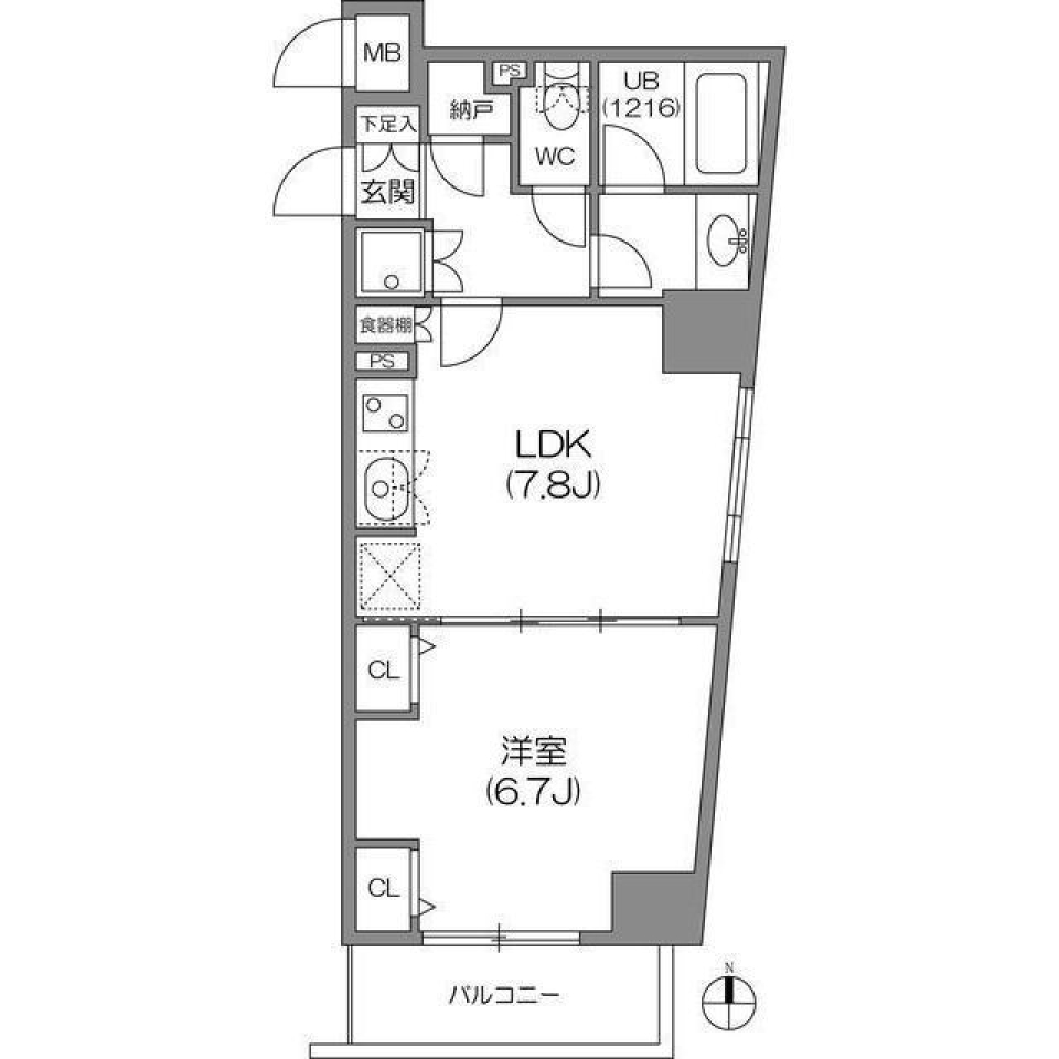 アジールコート中野坂上　406号室の間取り図