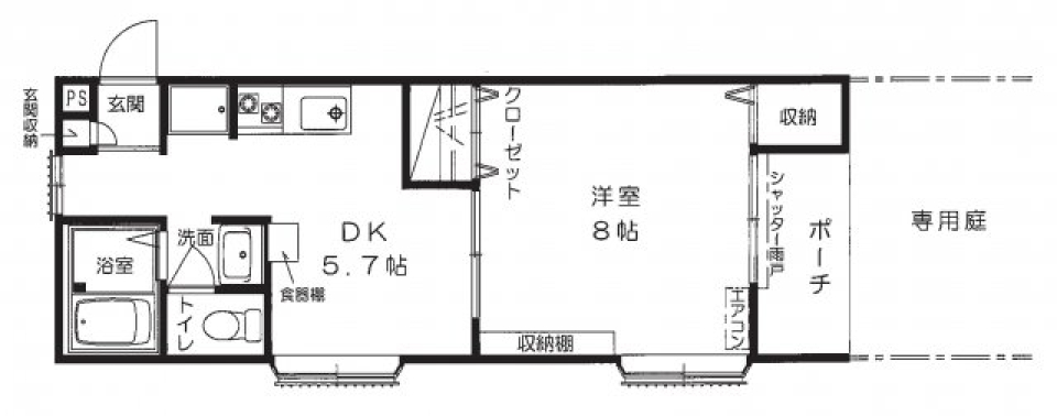 サウザンクロス髙田 101号室の間取り図