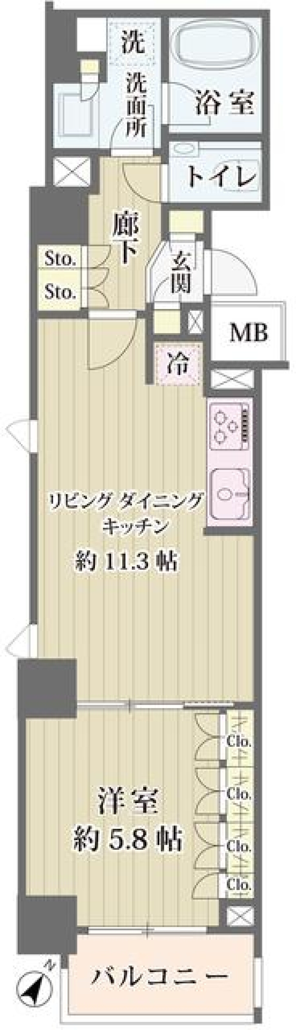 ＩＢＩＳ市ヶ谷　407号室［ペット可］の間取り図