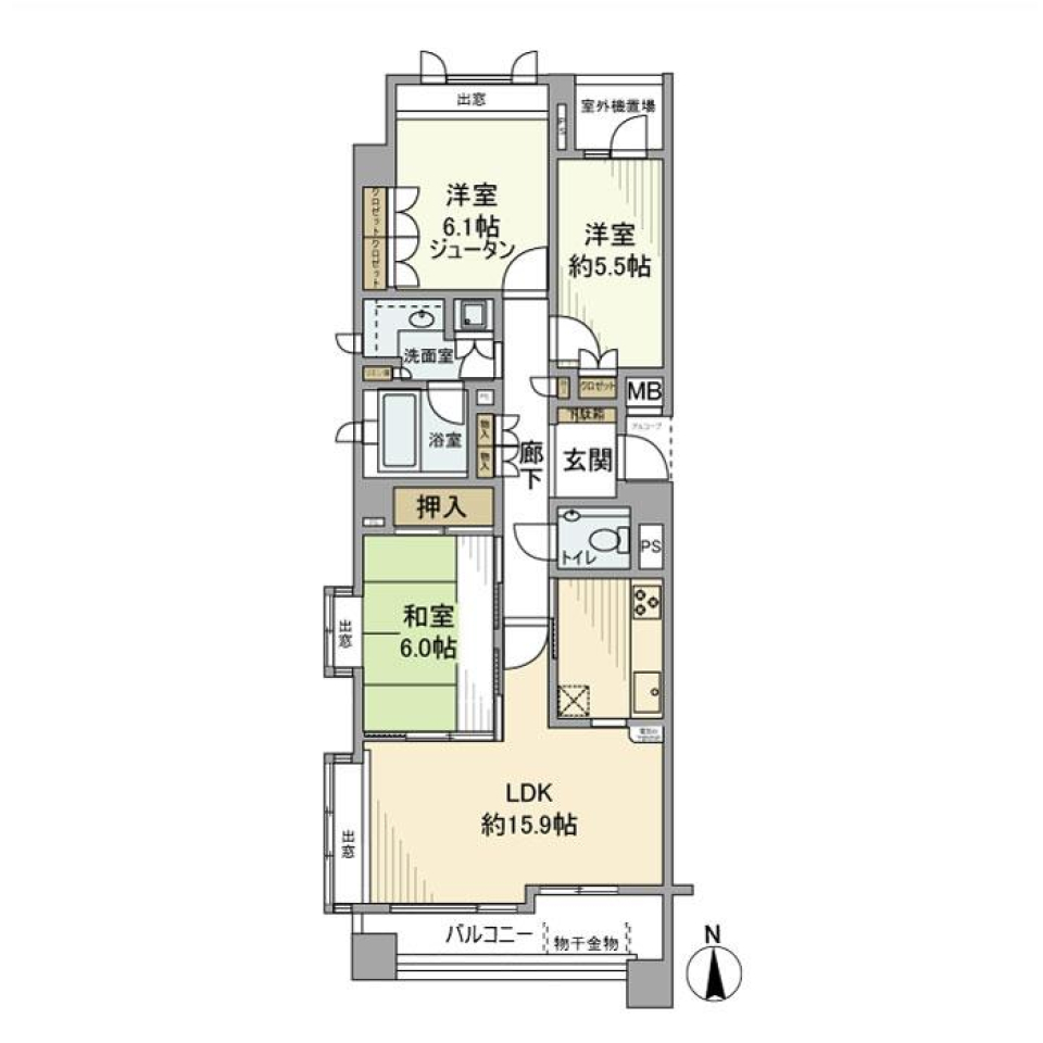 ファミールグラン等々力 201号室の間取り図