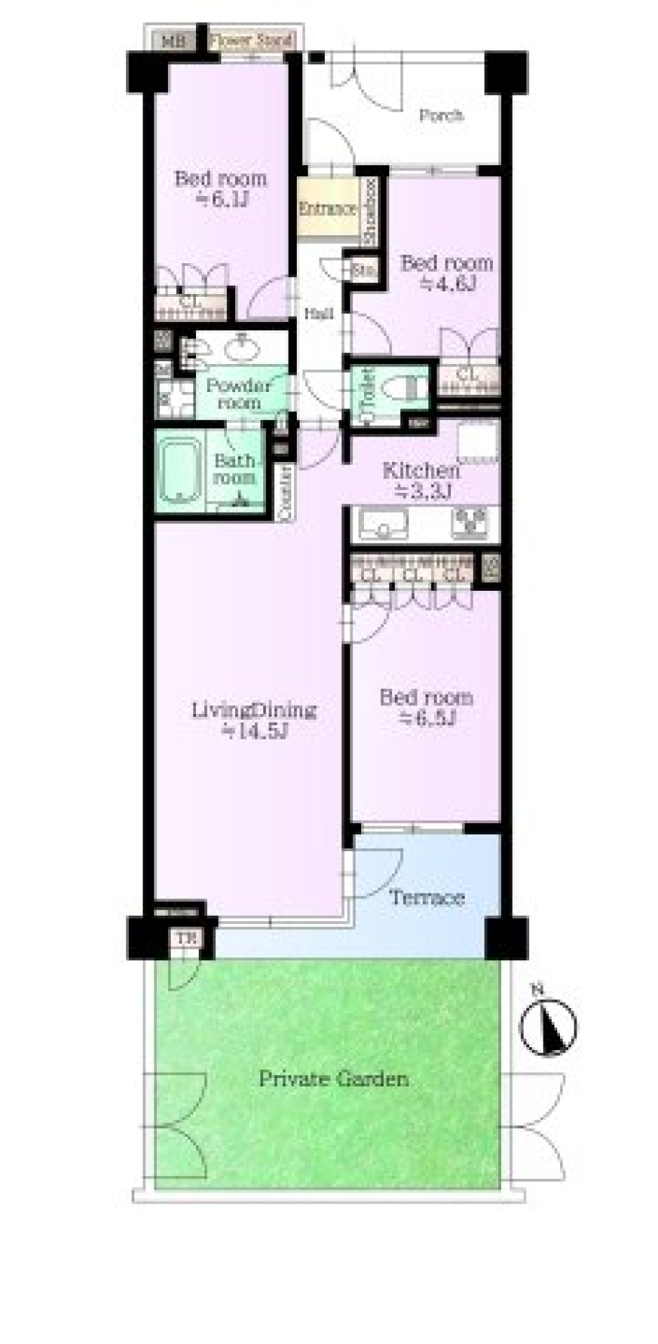 お庭が我が家の憩いの場の間取り図