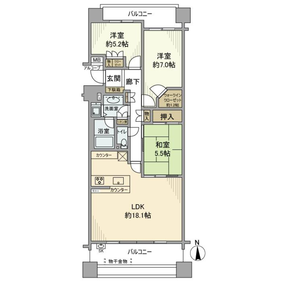 パークホームズ新川崎フォレストコート　604号室の間取り図