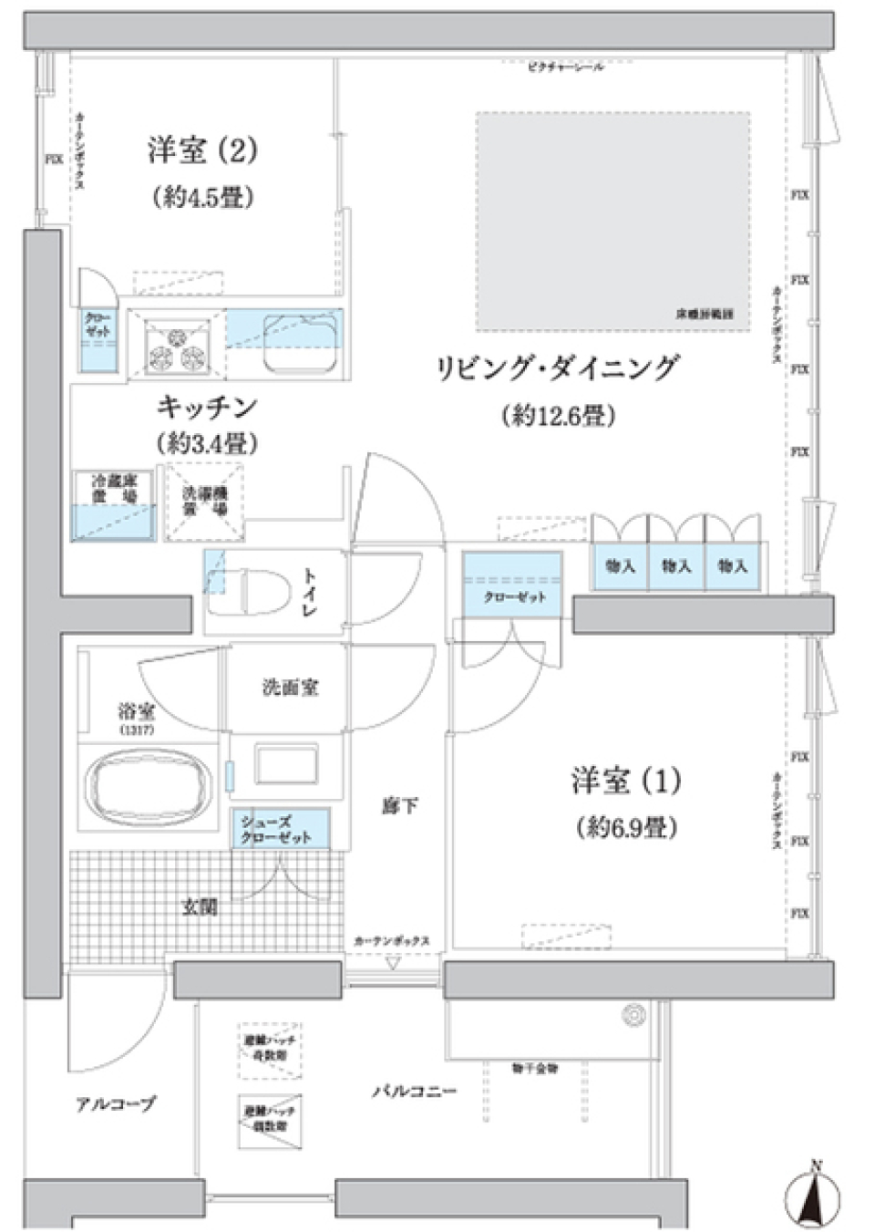 開放的なFIX窓［ペット可］の間取り図