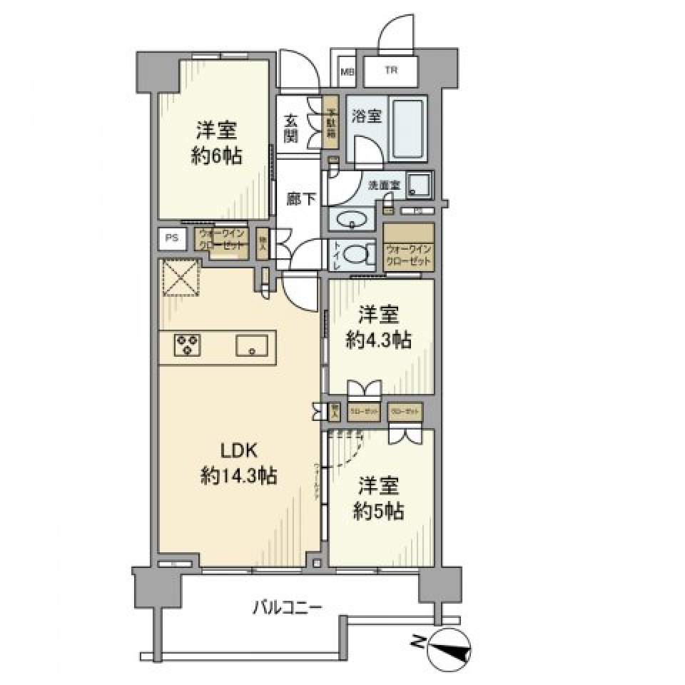 Ｂｒｉｌｌｉａ大島Ｐａｒｋｓｉｄｅ　305号室の間取り図