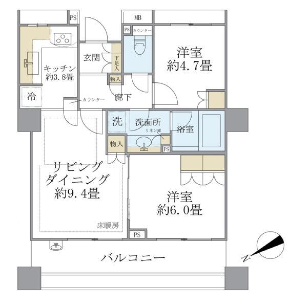 プラウド駒込　935号室の間取り図