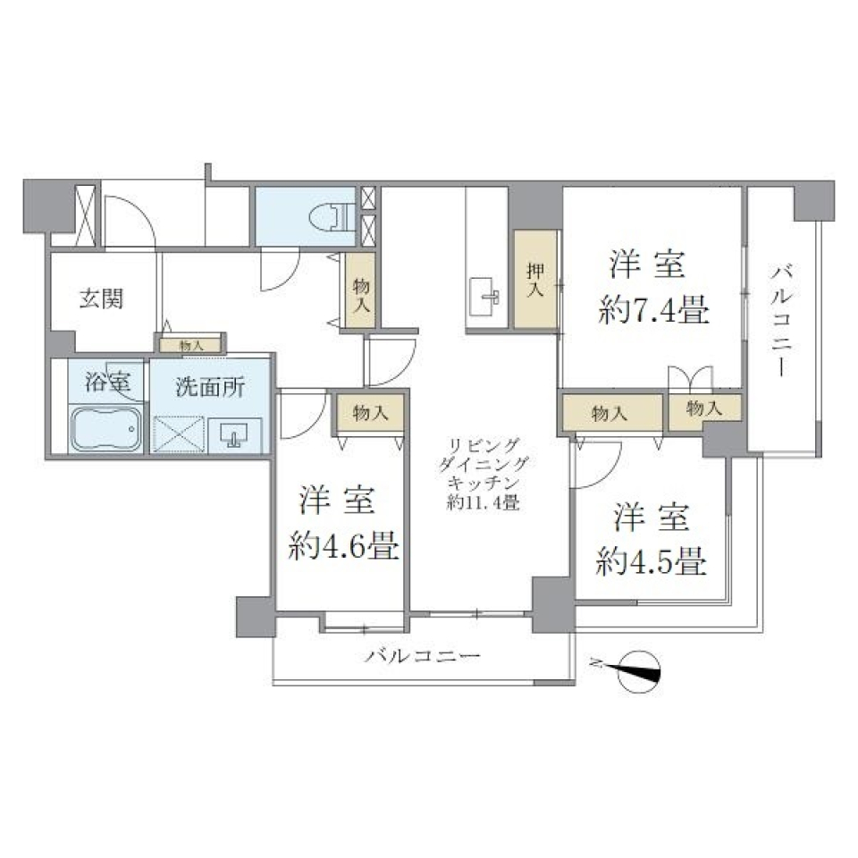 ハイムローゼ　405号室の間取り図