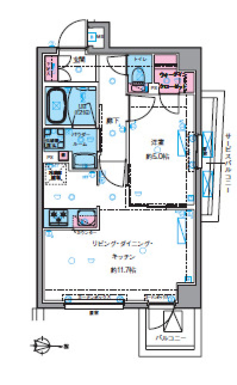 ジェノヴィア四谷三丁目グリーンヴェール　215号室［ペット可］の間取り図