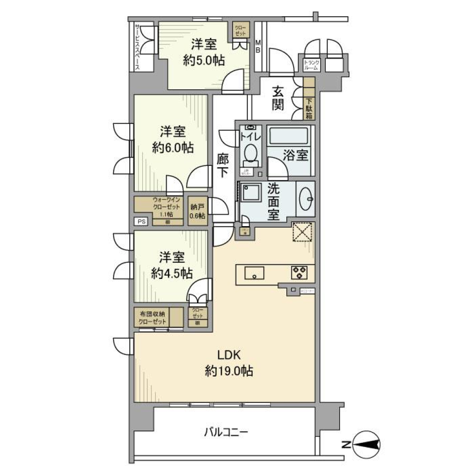 ウエリス世田谷砧　301号室の間取り図