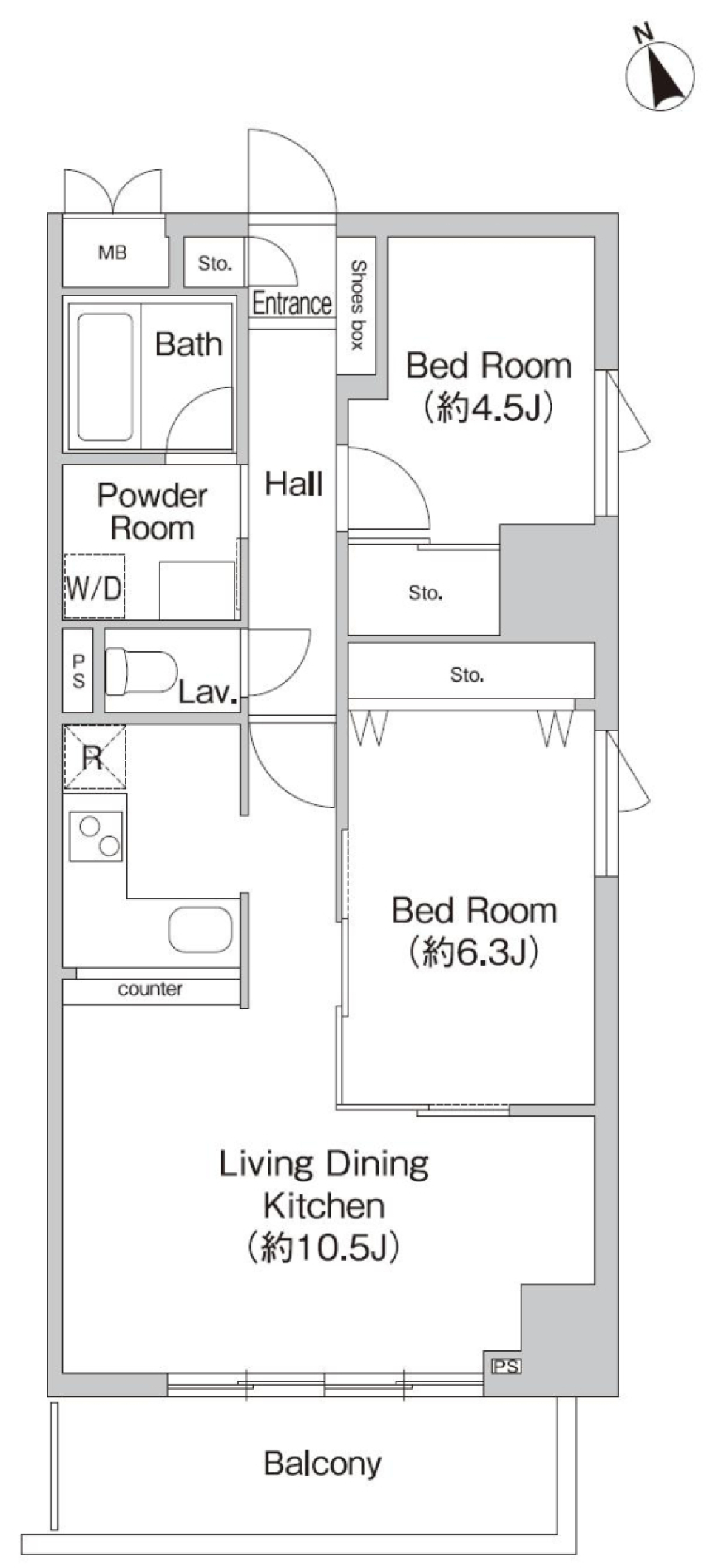 プライムアーバン町屋サウスコート　701号室の間取り図