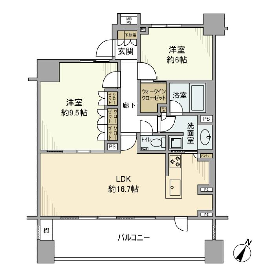 クリオレジダンス横濱ザ・マークス　706号室の間取り図